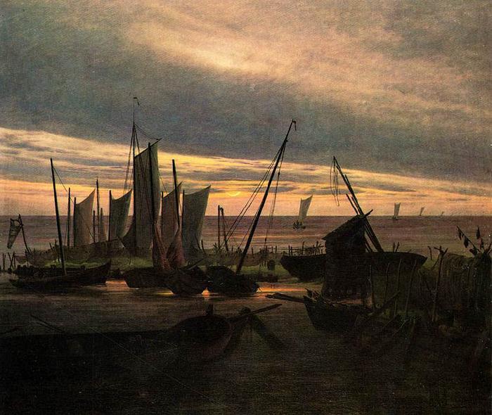 Caspar David Friedrich Schiffe im Hafen am Abend (Nach Sonnenuntergang)